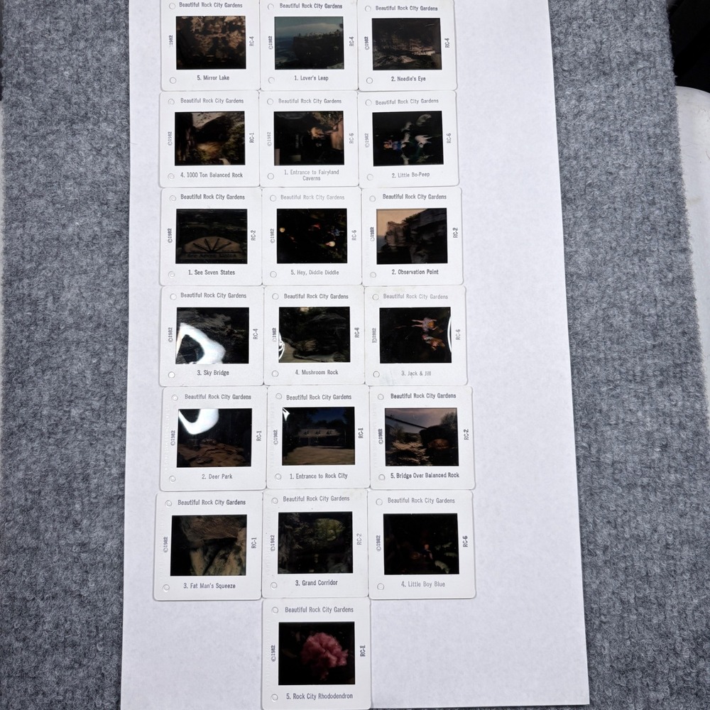 19 Vintage 1982 Rock City Gardens Lookout Mountain GA Photo Slides Souvenir Set